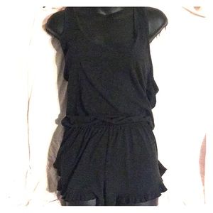 Spiritual Gangster Black Heathered  RUffle Romper